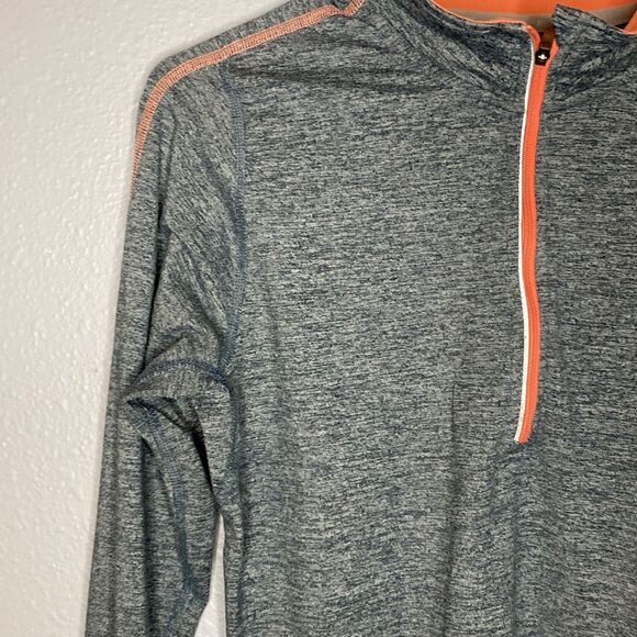 Nike DriFit Gray and Peach Orange Quarter-Zip Pullover Thumbholes Size Small - Picture 6 of 9